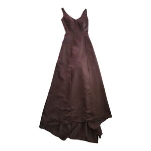 Jordan Fashions Brown Satin Evening Gown Size 0 Formal Prom Dress High-Low Back